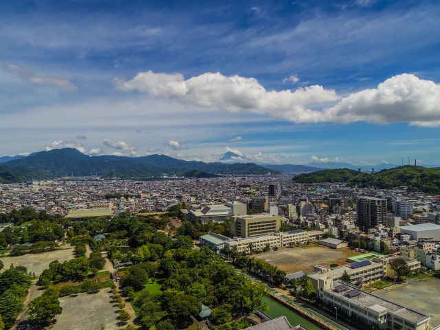 静岡県庁から見た静岡市内の風景